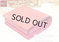 クロコダイル　二つ折り　財布　「ローザ」　ピンク　ラウンドファスナー　レディース　日本製　ブランド